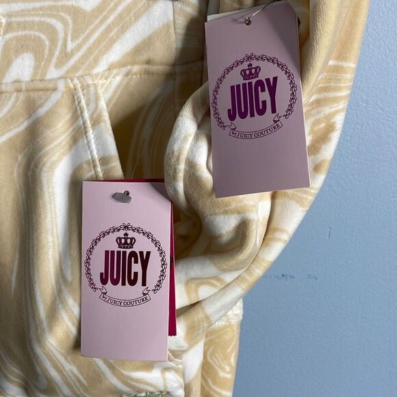 Juicy Couture Beachwood Swirl Micro Sherpa Lined Sweatsuit Sweatpants Medium Hoo - Picture 4 of 12